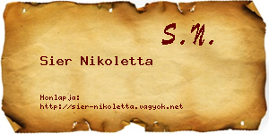 Sier Nikoletta névjegykártya